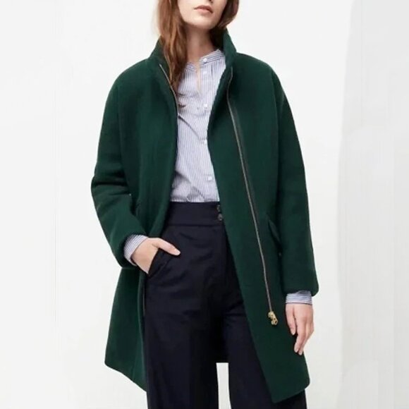 Last Chance! New J.Crew Wool Blend City Cocoon Coat Forest Green 10, M $238 - Picture 2 of 9
